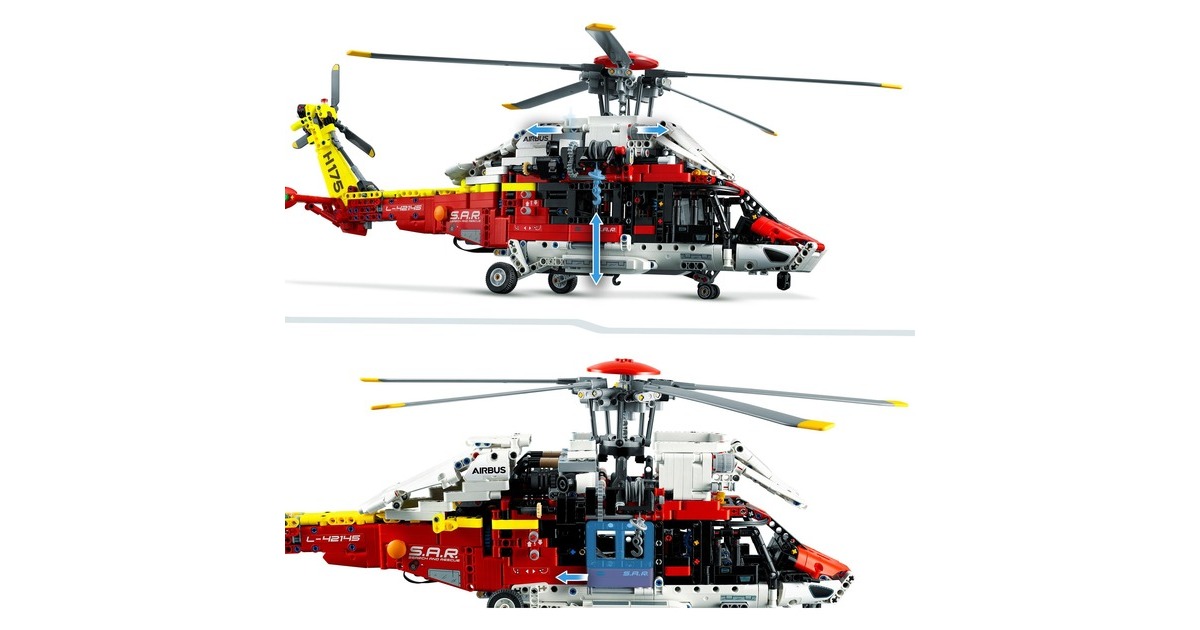 LEGO 42145 Technic Airbus H175 Rettungshubschrauber, Konstruktionsspielzeug(Modellbausatz für Kinder, drehbare Rotoren und motorisierte Funktionen, Outlet)