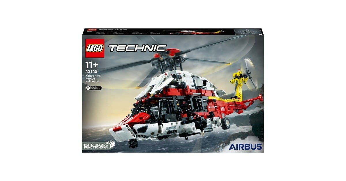 LEGO 42145 Technic Airbus H175 Rettungshubschrauber, Konstruktionsspielzeug(Modellbausatz für Kinder, drehbare Rotoren und motorisierte Funktionen)
