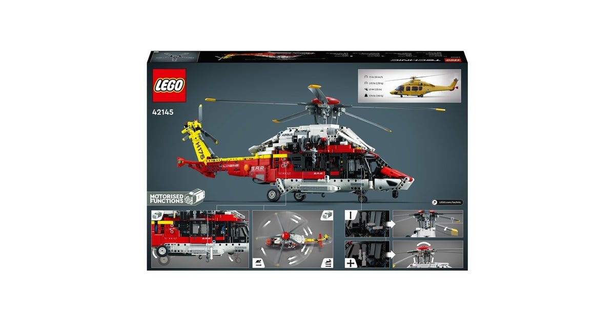 LEGO 42145 Technic Airbus H175 Rettungshubschrauber, Konstruktionsspielzeug(Modellbausatz für Kinder, drehbare Rotoren und motorisierte Funktionen)