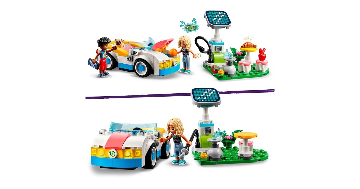 LEGO 42609 Friends E-Auto mit Ladestation, Konstruktionsspielzeug
