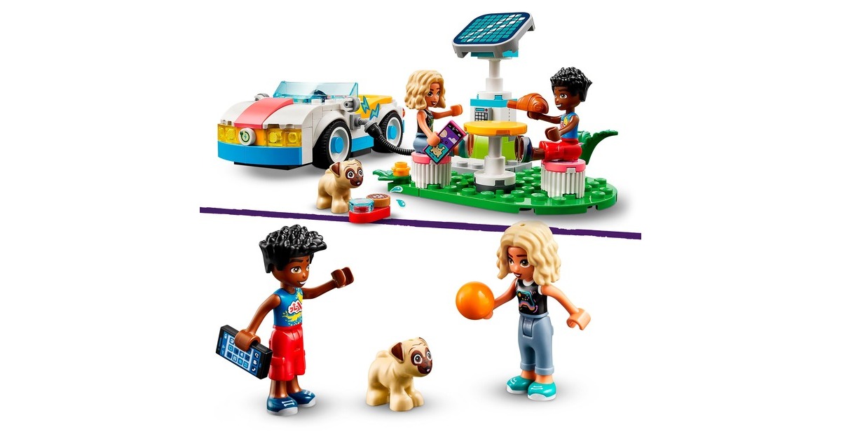 LEGO 42609 Friends E-Auto mit Ladestation, Konstruktionsspielzeug