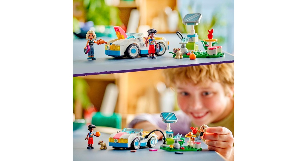 LEGO 42609 Friends E-Auto mit Ladestation, Konstruktionsspielzeug