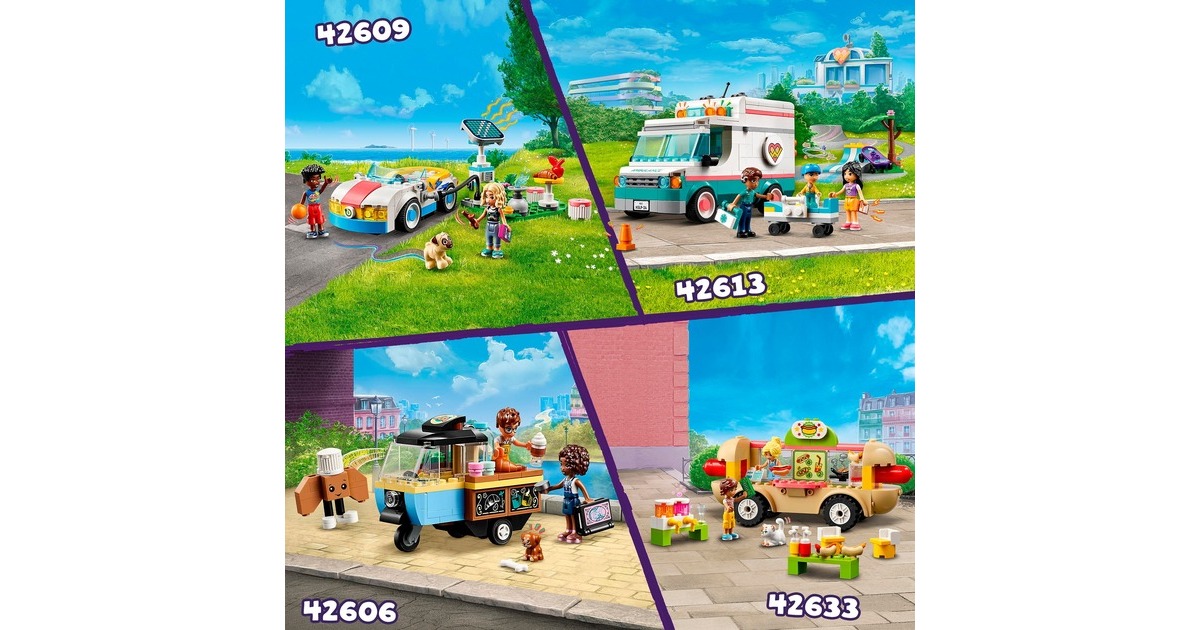 LEGO 42609 Friends E-Auto mit Ladestation, Konstruktionsspielzeug