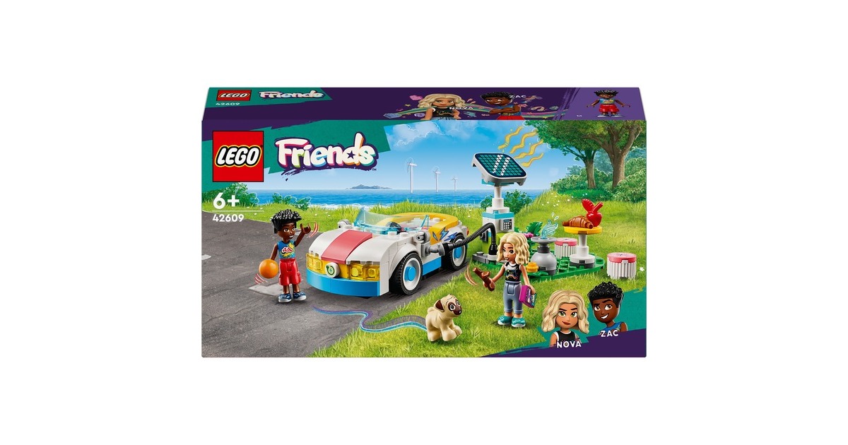 LEGO 42609 Friends E-Auto mit Ladestation, Konstruktionsspielzeug