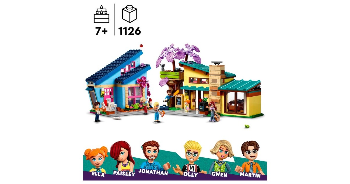 LEGO 42620 Friends Ollys und Paisleys Familien Haus, Konstruktionsspielzeug