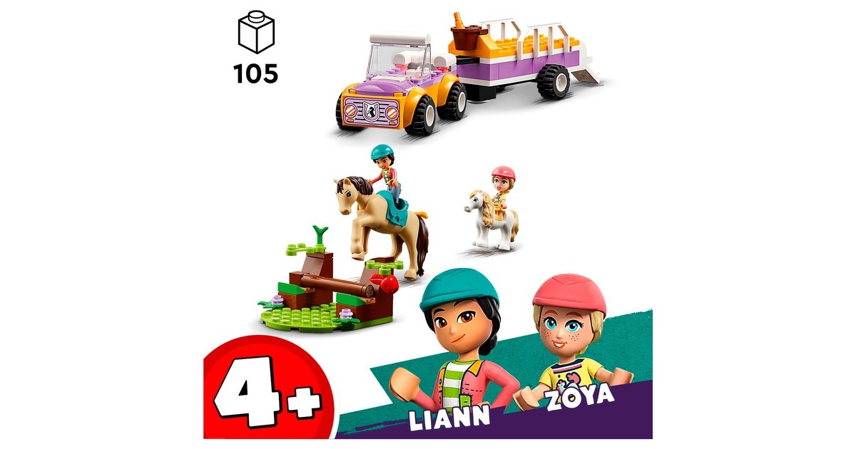 LEGO 42634 Friends Pferde- und Pony-Anhänger, Konstruktionsspielzeug