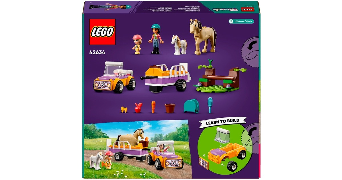 LEGO 42634 Friends Pferde- und Pony-Anhänger, Konstruktionsspielzeug