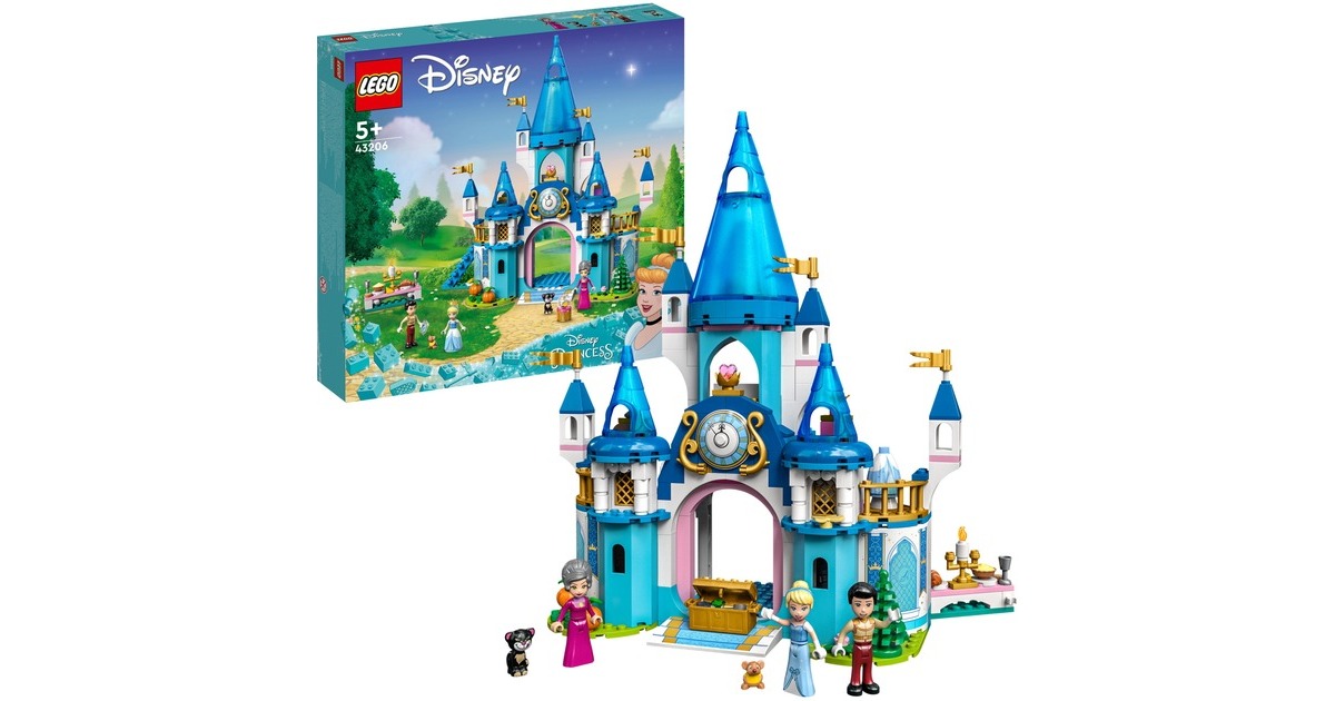 LEGO 43206 Disney Princess Cinderellas Schloss, Konstruktionsspielzeug(Mit 3 Mini-Puppen inkl. Prinzessin Cinderella)