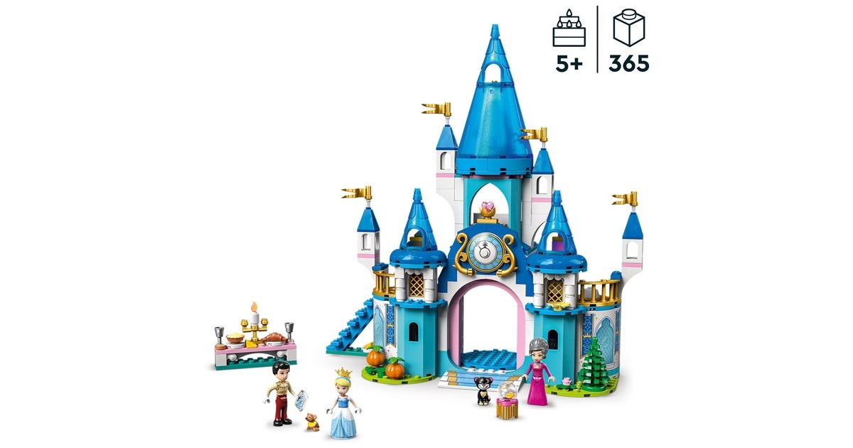 LEGO 43206 Disney Princess Cinderellas Schloss, Konstruktionsspielzeug(Mit 3 Mini-Puppen inkl. Prinzessin Cinderella)