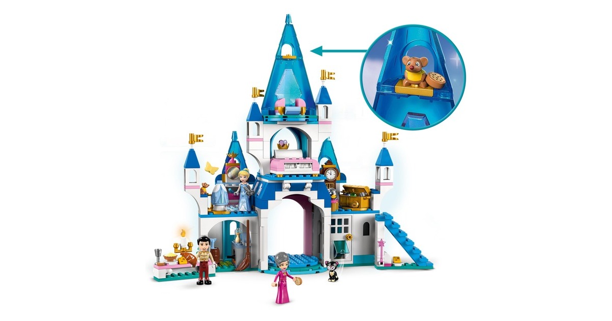 LEGO 43206 Disney Princess Cinderellas Schloss, Konstruktionsspielzeug(Mit 3 Mini-Puppen inkl. Prinzessin Cinderella)
