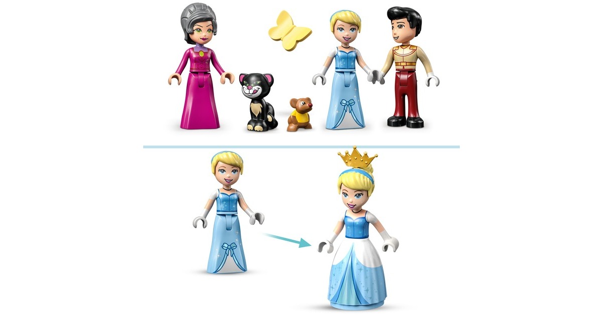 LEGO 43206 Disney Princess Cinderellas Schloss, Konstruktionsspielzeug(Mit 3 Mini-Puppen inkl. Prinzessin Cinderella)