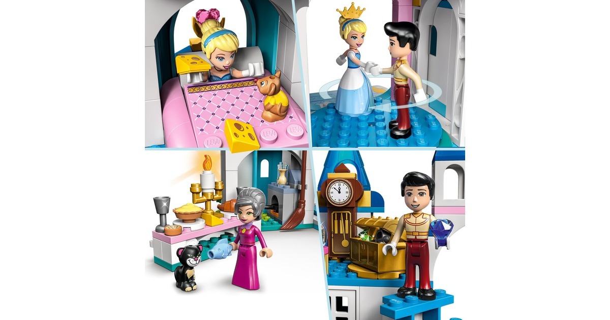 LEGO 43206 Disney Princess Cinderellas Schloss, Konstruktionsspielzeug(Mit 3 Mini-Puppen inkl. Prinzessin Cinderella)