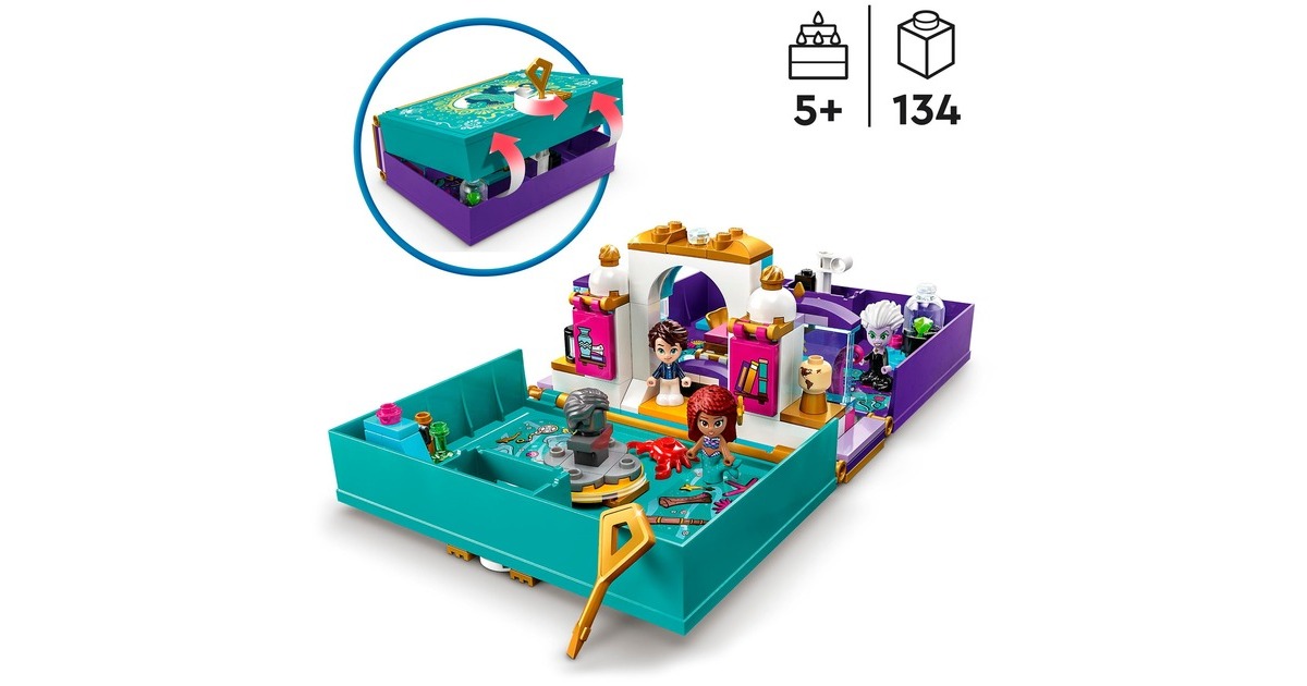 LEGO 43213 Disney Princess Die kleine Meerjungfrau Märchenbuch, Konstruktionsspielzeug
