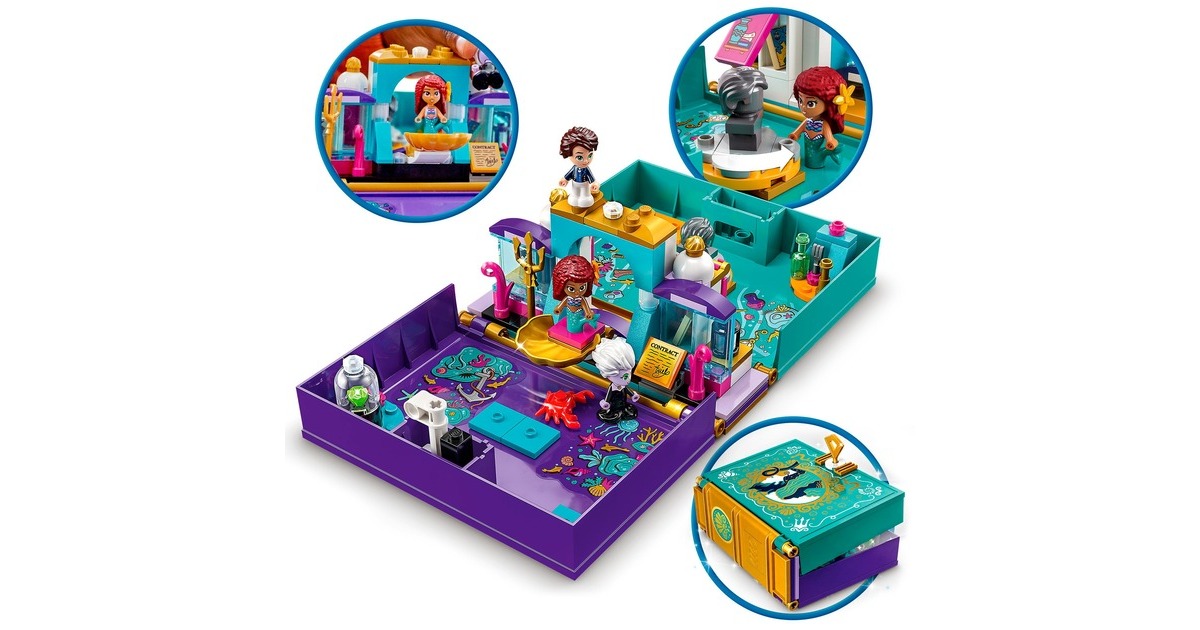 LEGO 43213 Disney Princess Die kleine Meerjungfrau Märchenbuch, Konstruktionsspielzeug