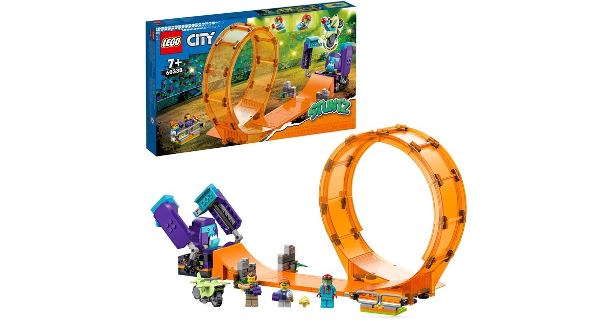 LEGO 60338 City Stuntz Schimpansen-Stuntlooping, Konstruktionsspielzeug(Action-Spielzeug mit Rampe, Stunt-Motorrad und 3 Minifiguren)