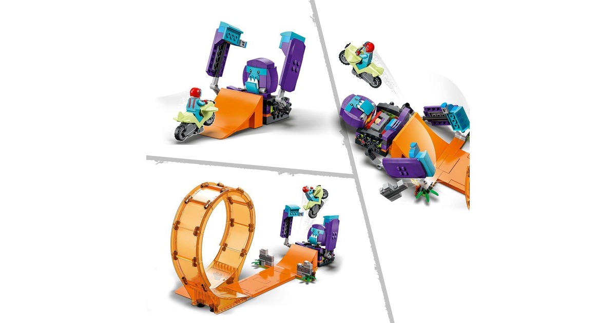 LEGO 60338 City Stuntz Schimpansen-Stuntlooping, Konstruktionsspielzeug(Action-Spielzeug mit Rampe, Stunt-Motorrad und 3 Minifiguren)