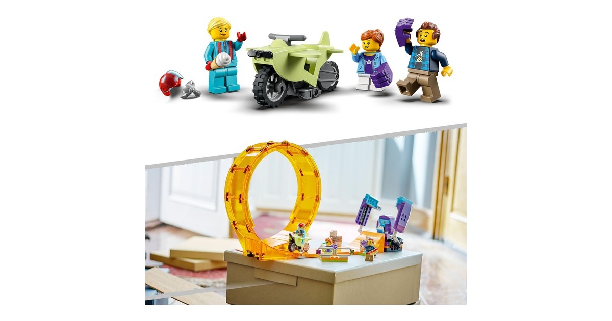 LEGO 60338 City Stuntz Schimpansen-Stuntlooping, Konstruktionsspielzeug(Action-Spielzeug mit Rampe, Stunt-Motorrad und 3 Minifiguren)