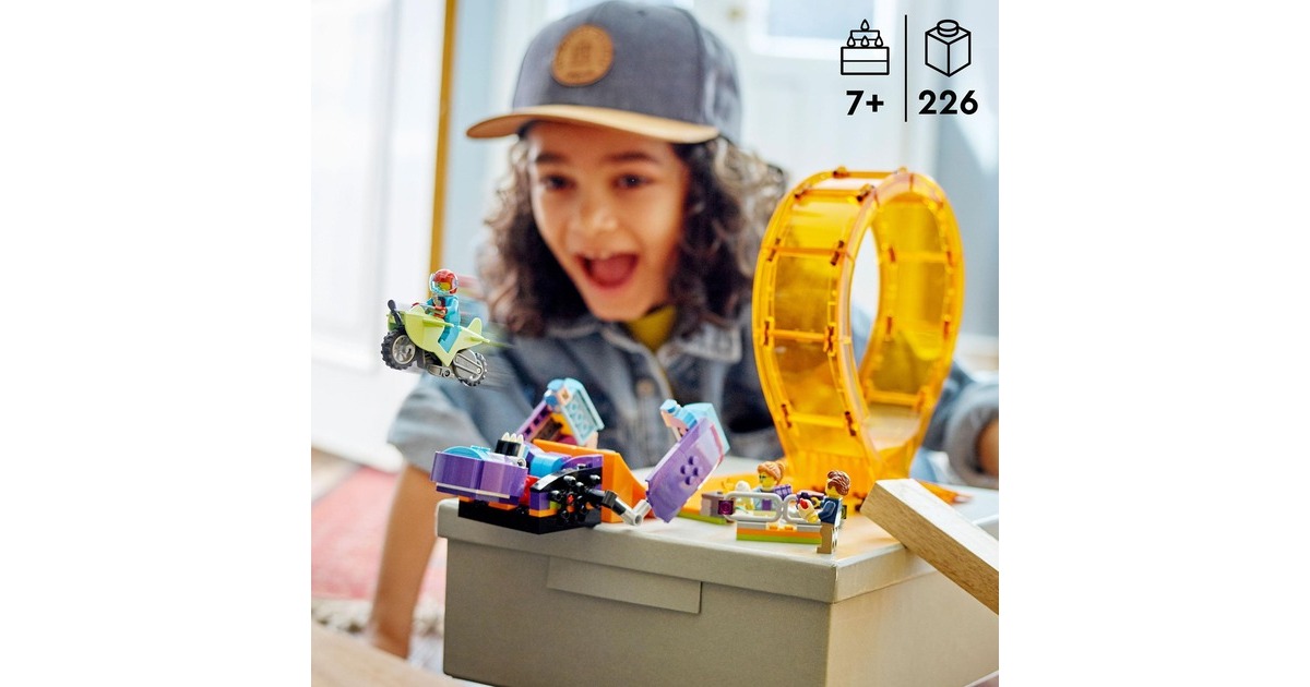 LEGO 60338 City Stuntz Schimpansen-Stuntlooping, Konstruktionsspielzeug(Action-Spielzeug mit Rampe, Stunt-Motorrad und 3 Minifiguren)