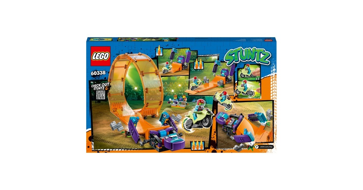 LEGO 60338 City Stuntz Schimpansen-Stuntlooping, Konstruktionsspielzeug(Action-Spielzeug mit Rampe, Stunt-Motorrad und 3 Minifiguren)