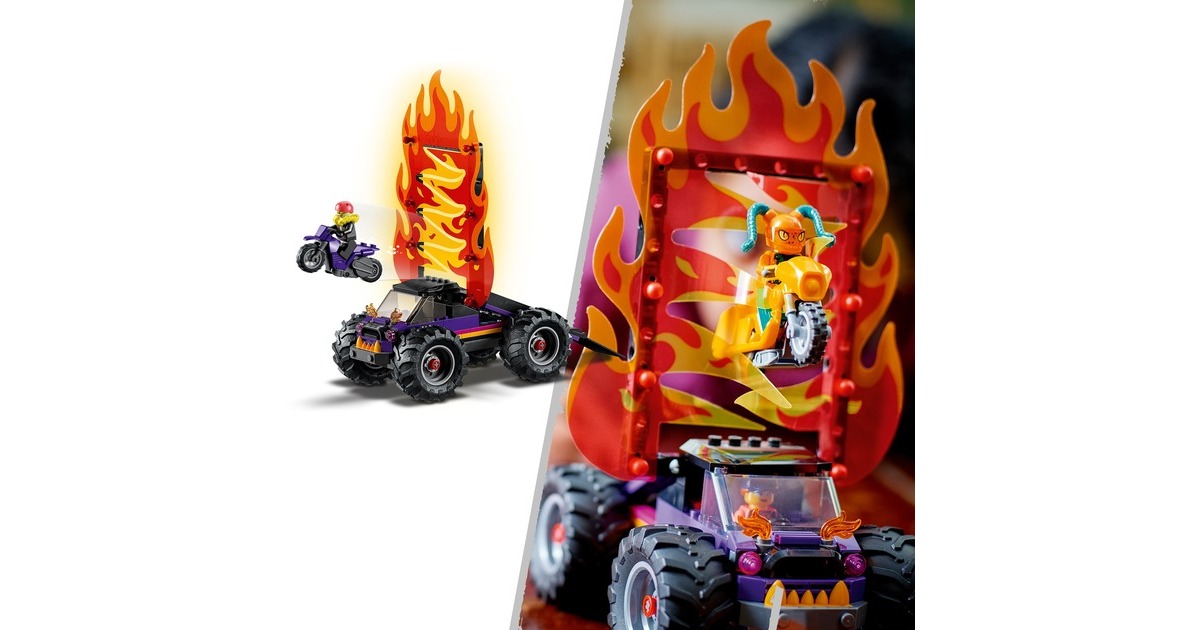 LEGO 60339 City Stuntz Stuntshow-Doppellooping Set, Konstruktionsspielzeug(Inkl. Rampe, Monstertruck, 2x Motorrad und 7 Minifiguren)