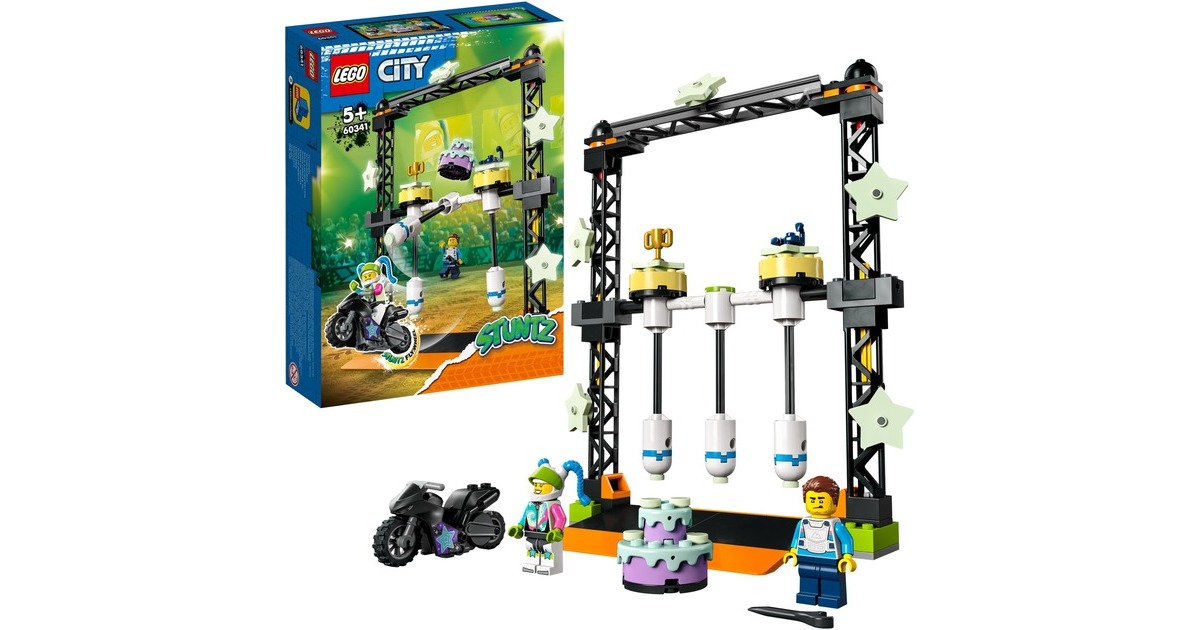 LEGO 60341 City Stuntz Umstoß-Challenge, Konstruktionsspielzeug(Inkl. Motorrad und Stunt Racer Minifigur)