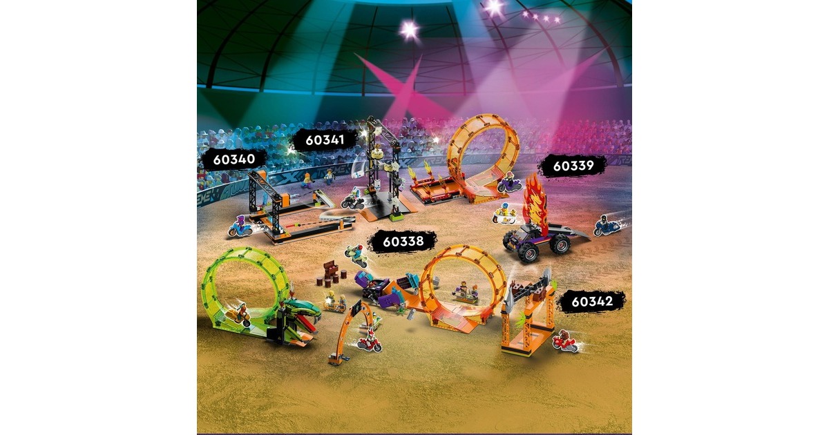 LEGO 60341 City Stuntz Umstoß-Challenge, Konstruktionsspielzeug(Inkl. Motorrad und Stunt Racer Minifigur)