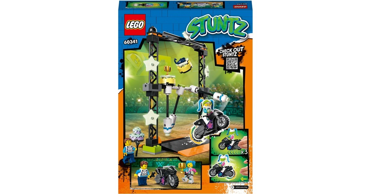 LEGO 60341 City Stuntz Umstoß-Challenge, Konstruktionsspielzeug(Inkl. Motorrad und Stunt Racer Minifigur)