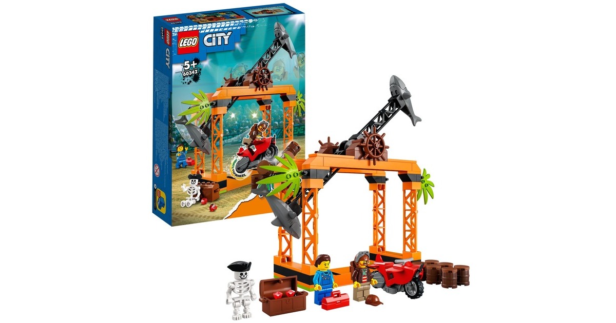 LEGO 60342 City Stuntz Haiangriff-Stuntchallenge, Konstruktionsspielzeug(Inkl. Motorrad und Stunt Racer Minifigur)