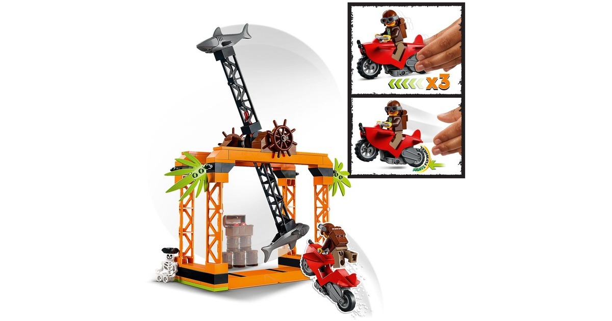 LEGO 60342 City Stuntz Haiangriff-Stuntchallenge, Konstruktionsspielzeug(Inkl. Motorrad und Stunt Racer Minifigur)