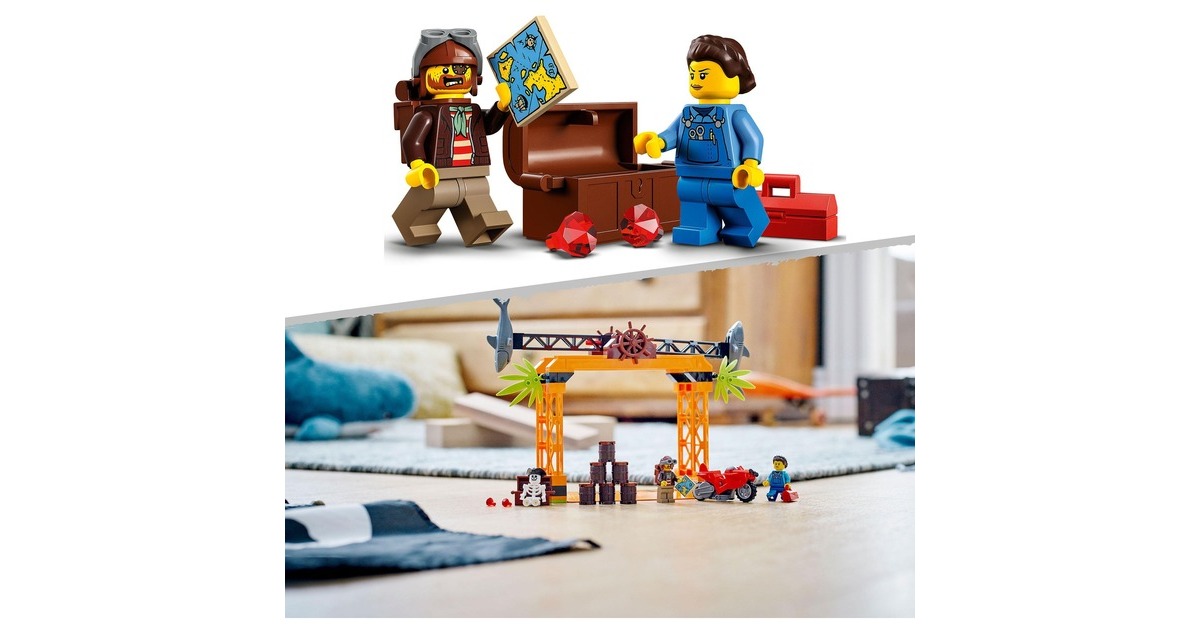 LEGO 60342 City Stuntz Haiangriff-Stuntchallenge, Konstruktionsspielzeug(Inkl. Motorrad und Stunt Racer Minifigur)