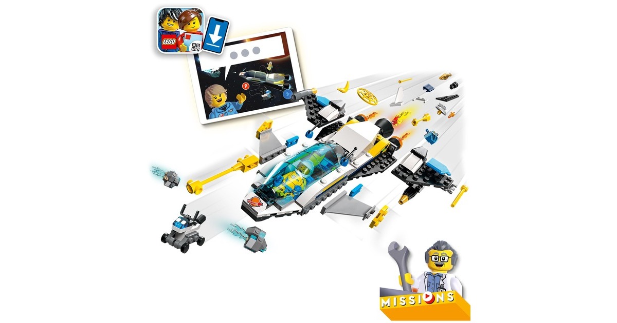 LEGO 60354 City Erkundungsmissionen im Weltraum, Konstruktionsspielzeug(Interaktives digitales Abenteuerspielset mit Raumschiff und 3 Minifiguren)