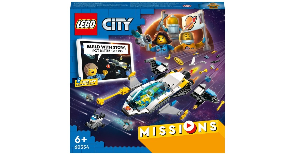 LEGO 60354 City Erkundungsmissionen im Weltraum, Konstruktionsspielzeug(Interaktives digitales Abenteuerspielset mit Raumschiff und 3 Minifiguren)