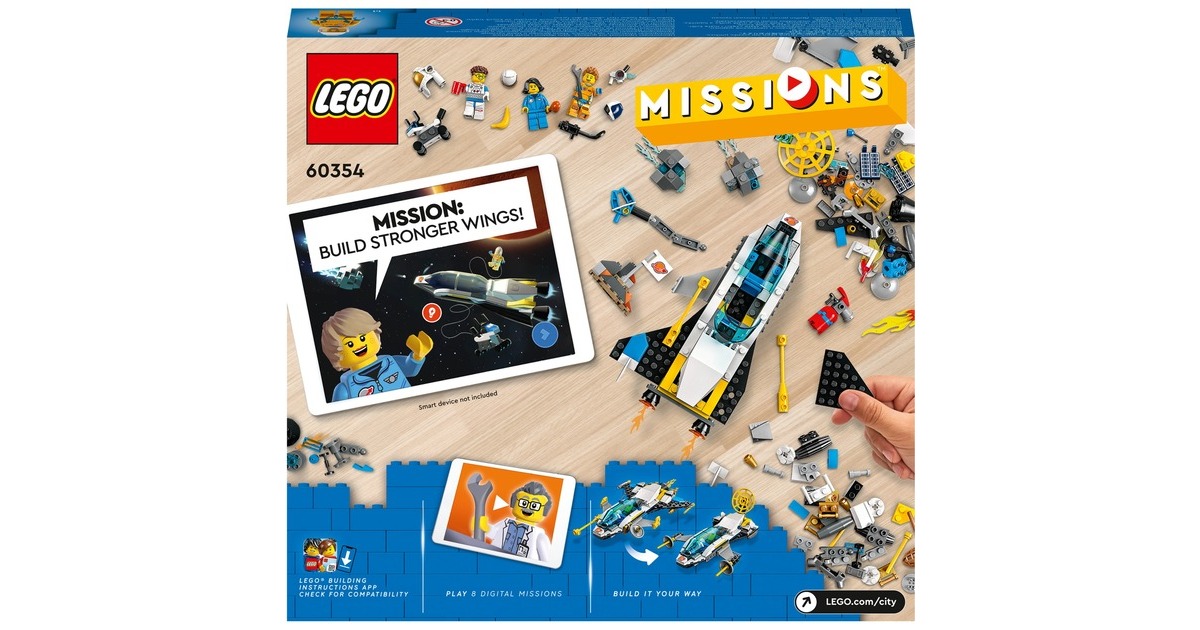 LEGO 60354 City Erkundungsmissionen im Weltraum, Konstruktionsspielzeug(Interaktives digitales Abenteuerspielset mit Raumschiff und 3 Minifiguren)