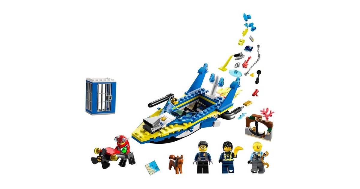 LEGO 60355 City Detektivmissionen der Wasserpolizei, Konstruktionsspielzeug(Interaktives Abenteuer-Spielset mit Boot und 4 Minifiguren)
