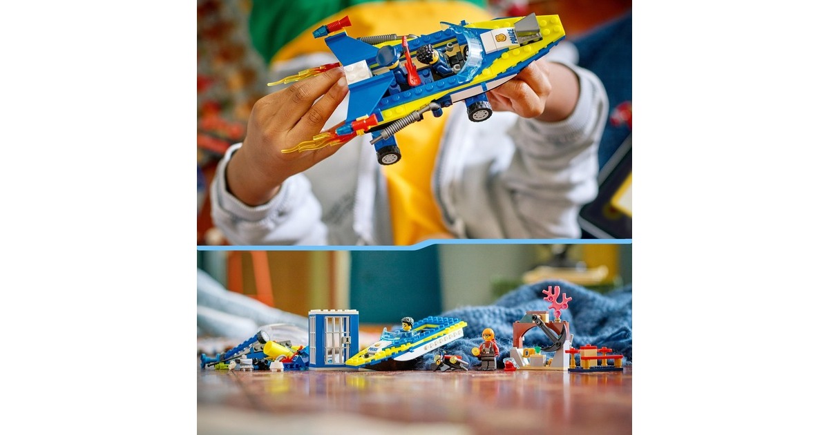 LEGO 60355 City Detektivmissionen der Wasserpolizei, Konstruktionsspielzeug(Interaktives Abenteuer-Spielset mit Boot und 4 Minifiguren)