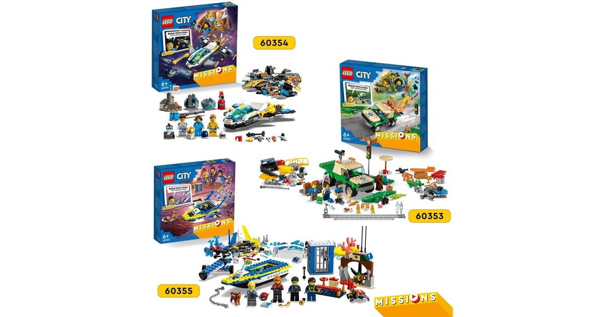 LEGO 60355 City Detektivmissionen der Wasserpolizei, Konstruktionsspielzeug(Interaktives Abenteuer-Spielset mit Boot und 4 Minifiguren)