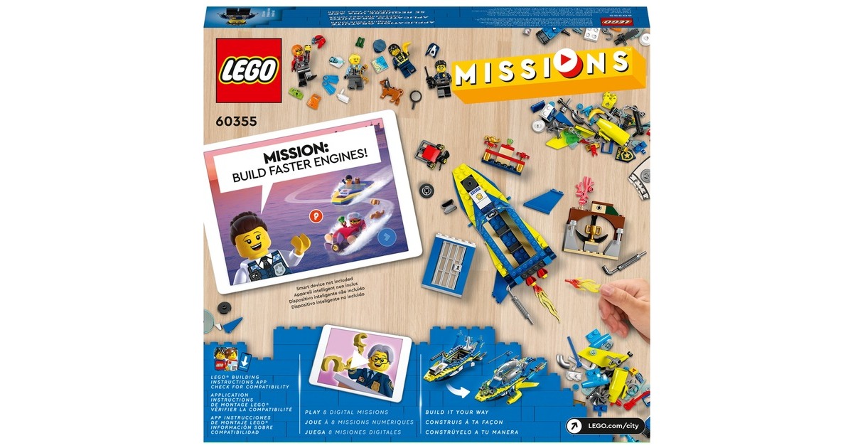 LEGO 60355 City Detektivmissionen der Wasserpolizei, Konstruktionsspielzeug(Interaktives Abenteuer-Spielset mit Boot und 4 Minifiguren)