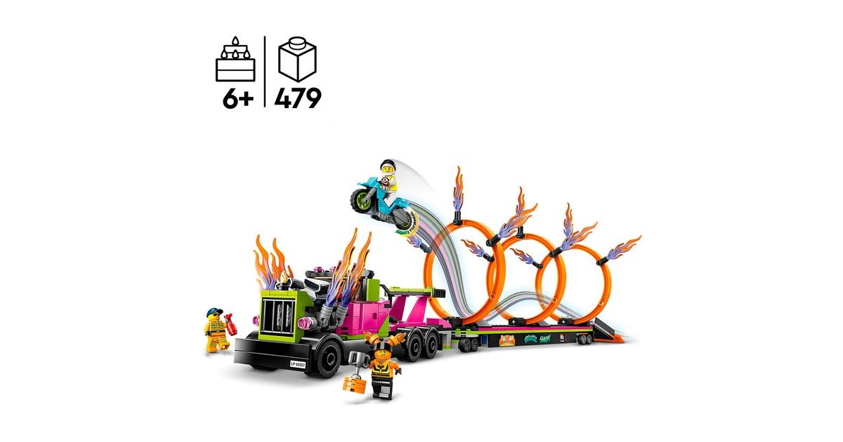 LEGO 60357 City Stunttruck mit Feuerreifen-Challenge, Konstruktionsspielzeug