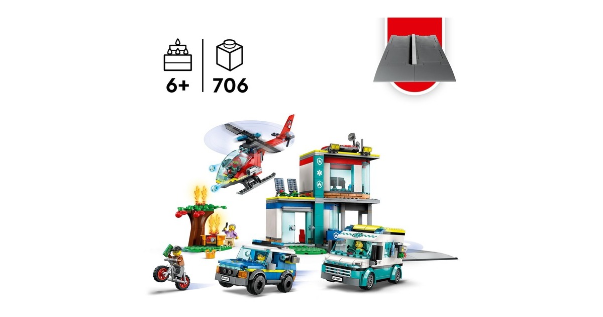 LEGO 60371 City Hauptquartier der Rettungsfahrzeuge, Konstruktionsspielzeug