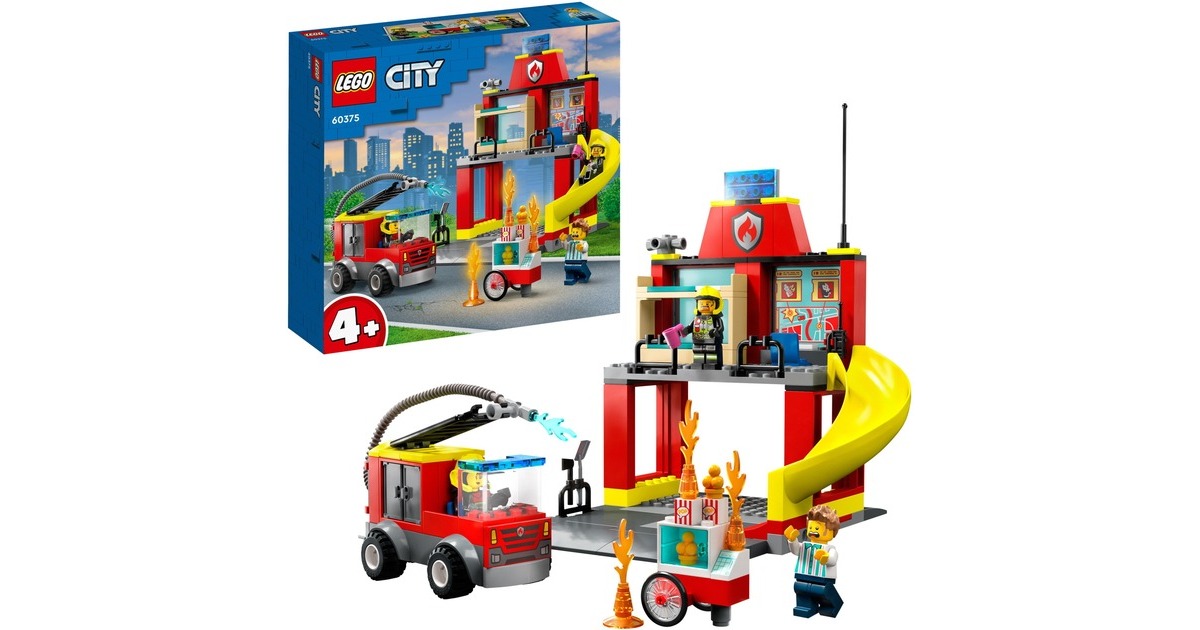 LEGO 60375 City Feuerwehrstation und Löschauto, Konstruktionsspielzeug