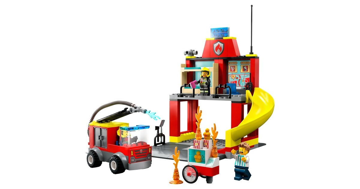 LEGO 60375 City Feuerwehrstation und Löschauto, Konstruktionsspielzeug