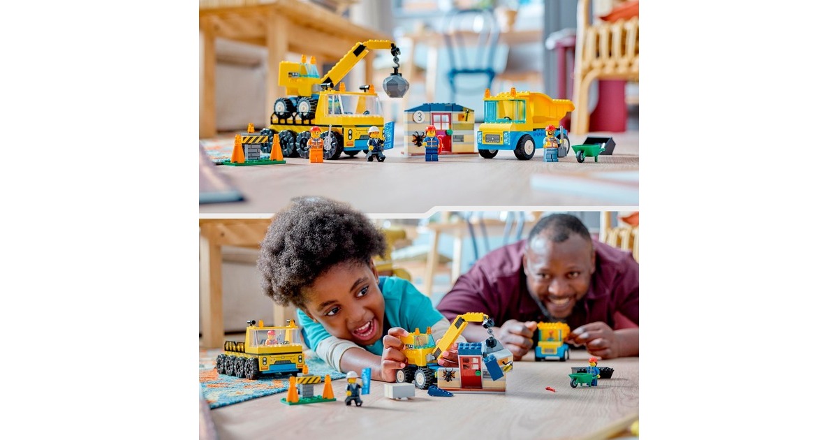 LEGO 60391 City Baufahrzeuge und Kran mit Abrissbirne, Konstruktionsspielzeug