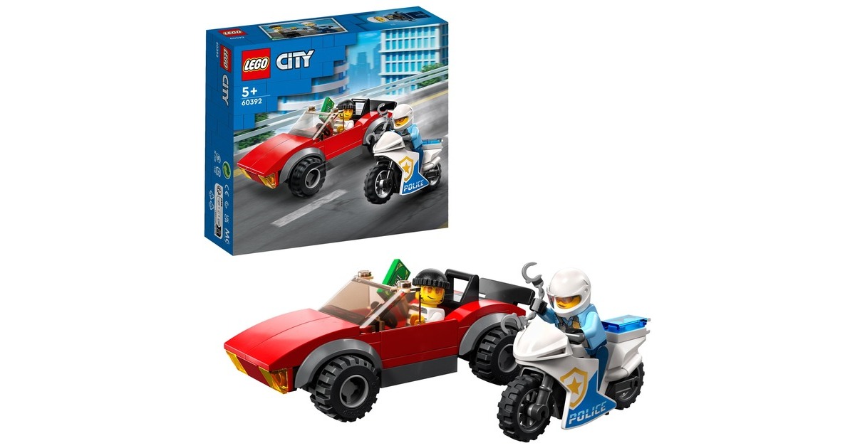 LEGO 60392 City Verfolgungsjagd mit dem Polizeimotorrad, Konstruktionsspielzeug