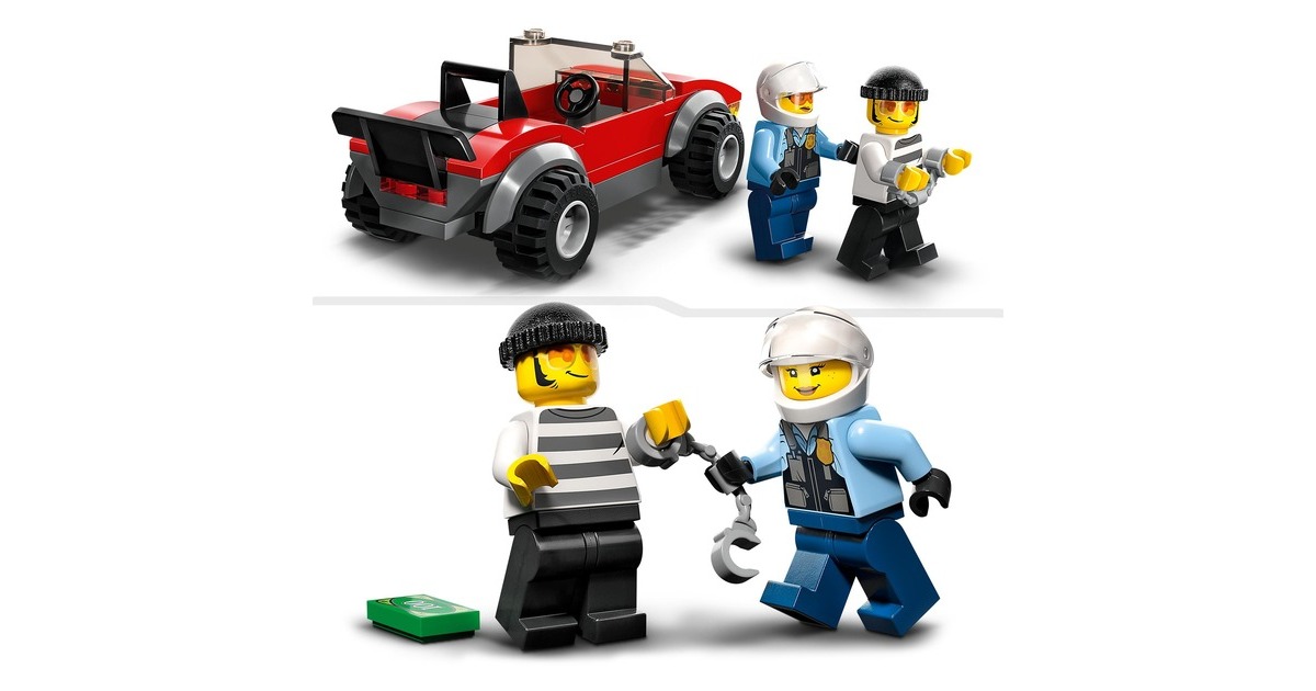 LEGO 60392 City Verfolgungsjagd mit dem Polizeimotorrad, Konstruktionsspielzeug