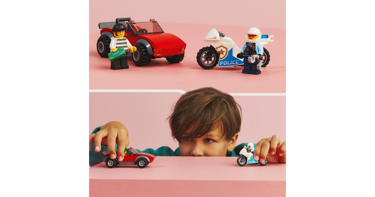 LEGO 60392 City Verfolgungsjagd mit dem Polizeimotorrad, Konstruktionsspielzeug