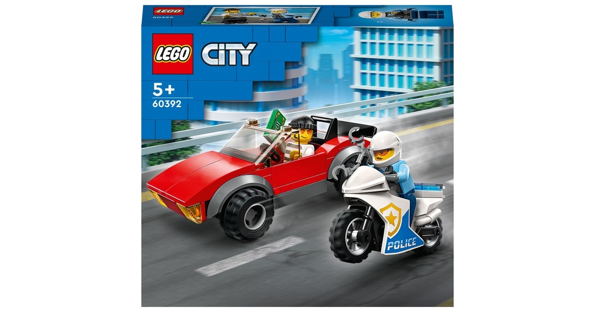 LEGO 60392 City Verfolgungsjagd mit dem Polizeimotorrad, Konstruktionsspielzeug