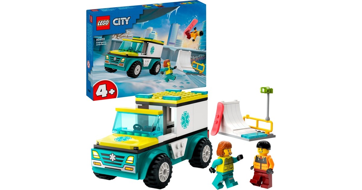 LEGO 60403 City Rettungswagen und Snowboarder, Konstruktionsspielzeug