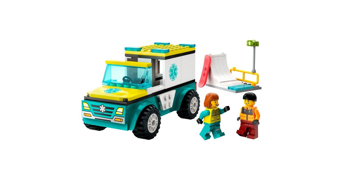 LEGO 60403 City Rettungswagen und Snowboarder, Konstruktionsspielzeug