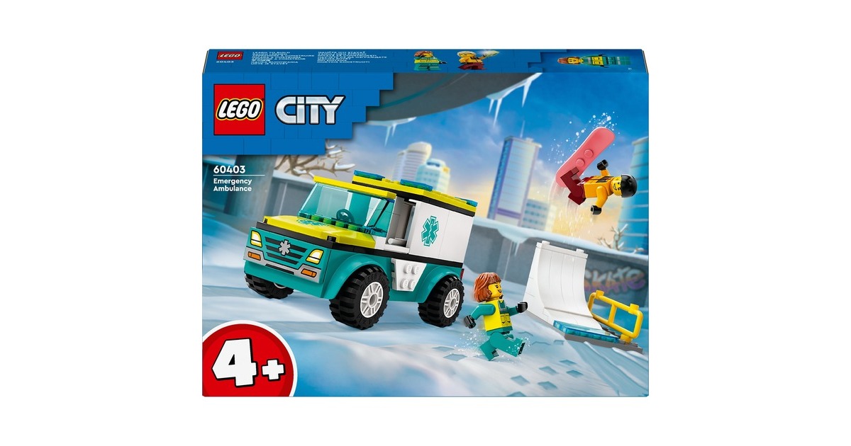 LEGO 60403 City Rettungswagen und Snowboarder, Konstruktionsspielzeug