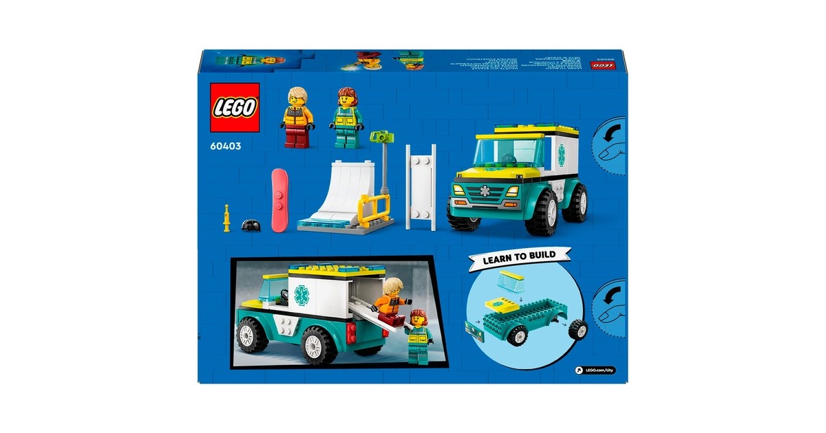 LEGO 60403 City Rettungswagen und Snowboarder, Konstruktionsspielzeug